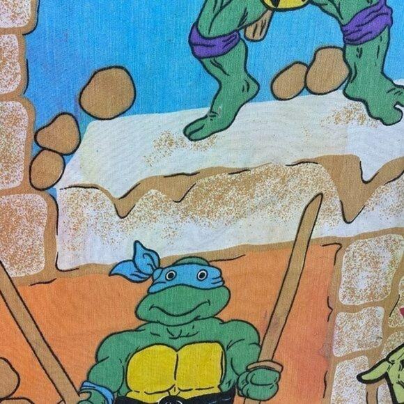 Vintage 90s TMNT Twin Sheet Complete Linen Cartoon Teenage Turtles - Picture 7 of 10
